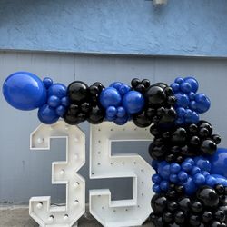 marquee number with balloons 