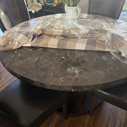 Round Marble Table & Chairs