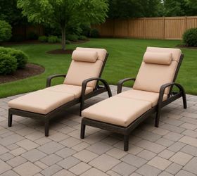 Chaise Lounge Chairs Outdoor Set of 2, Comfy Outside Wicker Patio Pool Lounge Chair w/ 5 Adjustable Back Angle, Cup Holder, Thicken Cushion