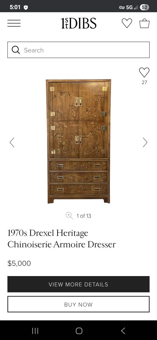 1970's Drexel Hertiage Chinoiserie Armoire 