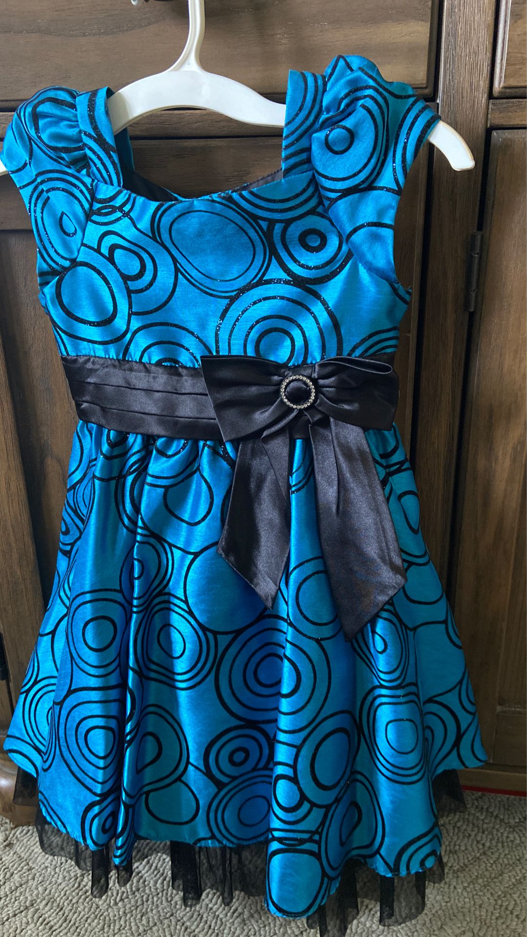 Jona Michelle sz 5 Easter Party Flower girl Dress blue black sparkles