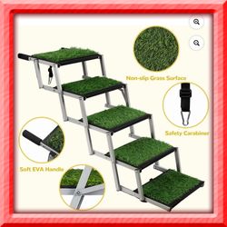 PORTABLE FOLDING DOG STEPS WITH NONSLIP GRASS FOR CARS(NEW)$40