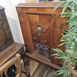 Antique furniture and radio