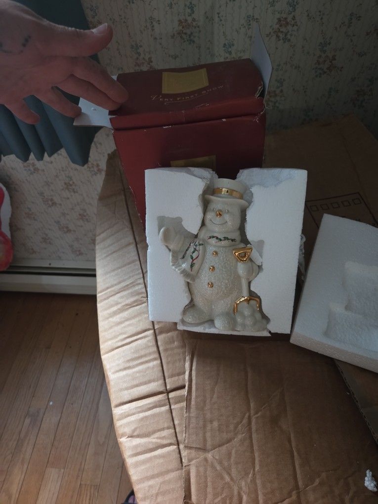 Lenox "Very First Snow" snowman figurine, still in its original box.