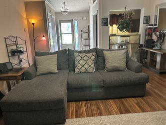 Large Gray Sectional Sofa with Chaise
