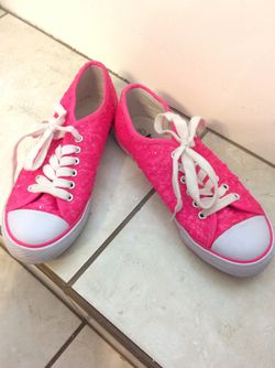 Hot pink sequin sneakers