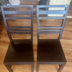  Solid Wood Dining Chairs (Set of 2) in Dark Brown/black