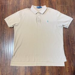 Polo Ralph Lauren Mens Beige Short Sleeve Polo Shirt Sz Lrg Brown Preowned Read   
