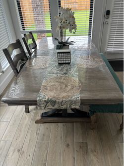 Dinning Table with Bench and Chairs