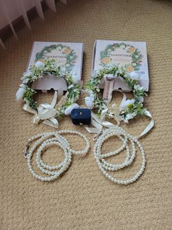 Dog Wedding Flower Collars with Leashes and Ring Holder