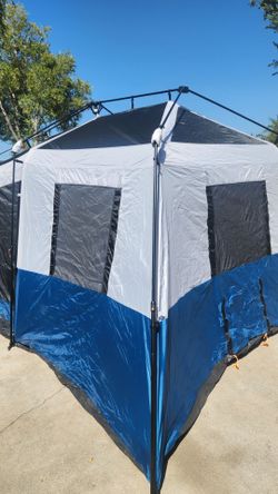 Ozark Trail 10 Person Family Instant Cabin Tent, 14' x 10' x 78", made with recycled materials, blue
