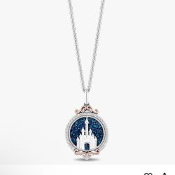 Disney Enchanted 14K Rose Gold Over Sterling Silver with 1/8 CTTW Diamonds Pendant Necklace