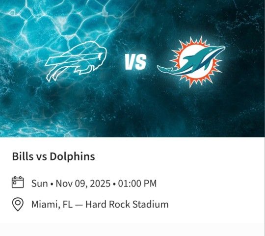 Dolphins vs Bills Sunday November 9th