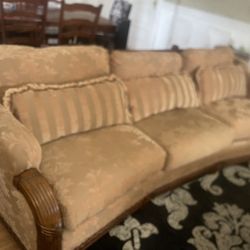 4 Piece Carved Wood Sofa Loveseat Chair Ottoman