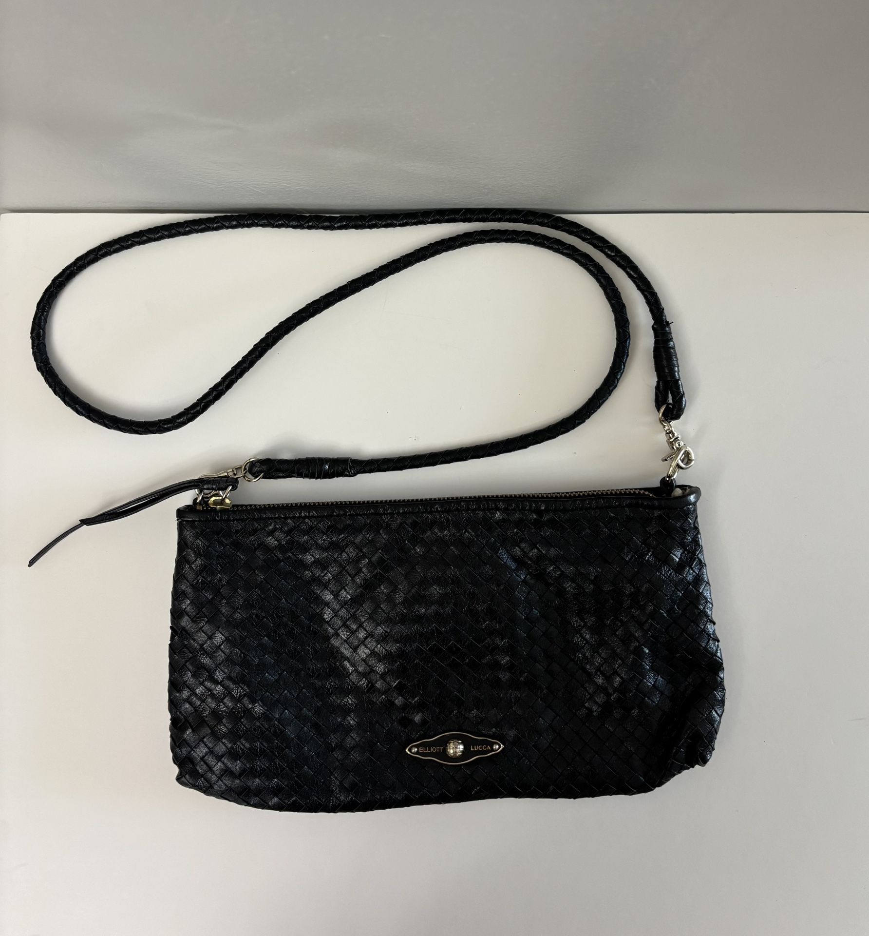 Elliot Luca Black Woven Leather Purse