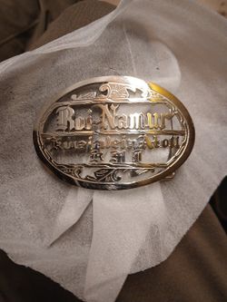 Custom Made Silver Plate Belt Buckle . Military Souvenir From Kwajalein Atoll Roi-Namur Island RMI. Cold War Era 1. Open To Negotiation.