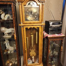 Grandfather Clock & Antique Italian Shelves