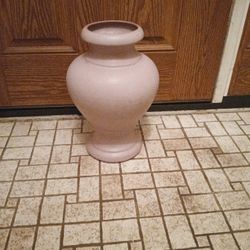 Mauve/ Light Purple Vase Pottery 15 Inches Tall/ Top Opening Five Inches 