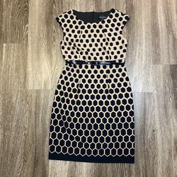 Black and Gold Honeycomb Print Dress - 6P
