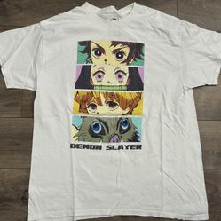 Demon Slayer T-shirt Kimetsu No Yaiba Manga Faces Short-Sleeve Large Anime Tee