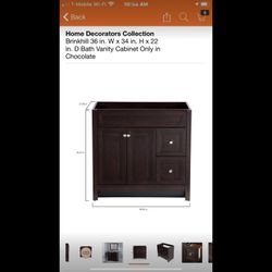 36’ cabinet and counter top  Hello, my people, I have this vanity chocolate with marble top. Regular price is $653. Here I have $500 we  take Zelle  o