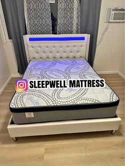 New Queen bed frame with mattress