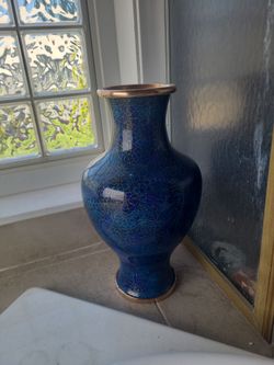 Vintage Brass Cloissone Vase