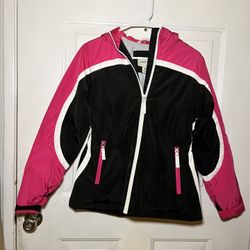 Lands' End Pink and Black Jacket Size Medium 10/12