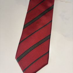 vintage Yves Saint Laurent red striped all-silk necktie