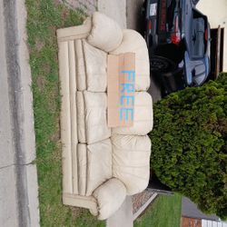 Free To Anybody Who Can Pickup Leather Couch And 6 Ft Slider
