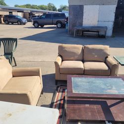 Livingroom set couch chair rug tables