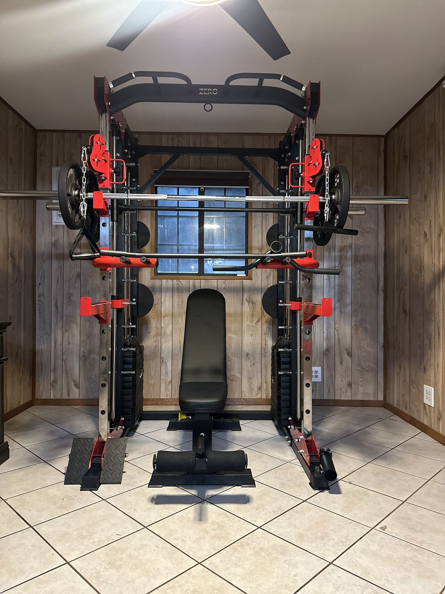 Smith Machine 200 | Adjustable Bench | 245lb Cast Iron Olympic Weights | 7ft Olympic Bar | Fitness | Gym Equipment | FREE DELIVERY/INSTALLATION 🚚 🛠️