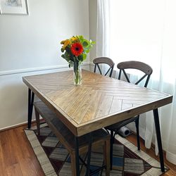Dining Table With Set Of Two Chairs And One Bench 