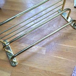 Allied Brass Three Tier Hotel Style Towel Shelf with Drying Rack - Polished Brass