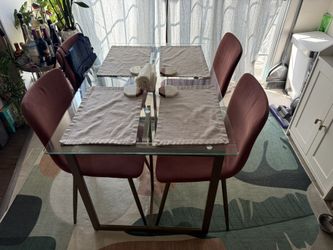 Dining Set Glass Table And 4 Chairs