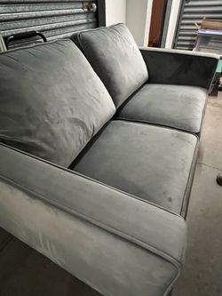 Gray velvet couch