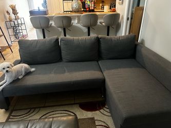 L shape couch with pull out ottoman