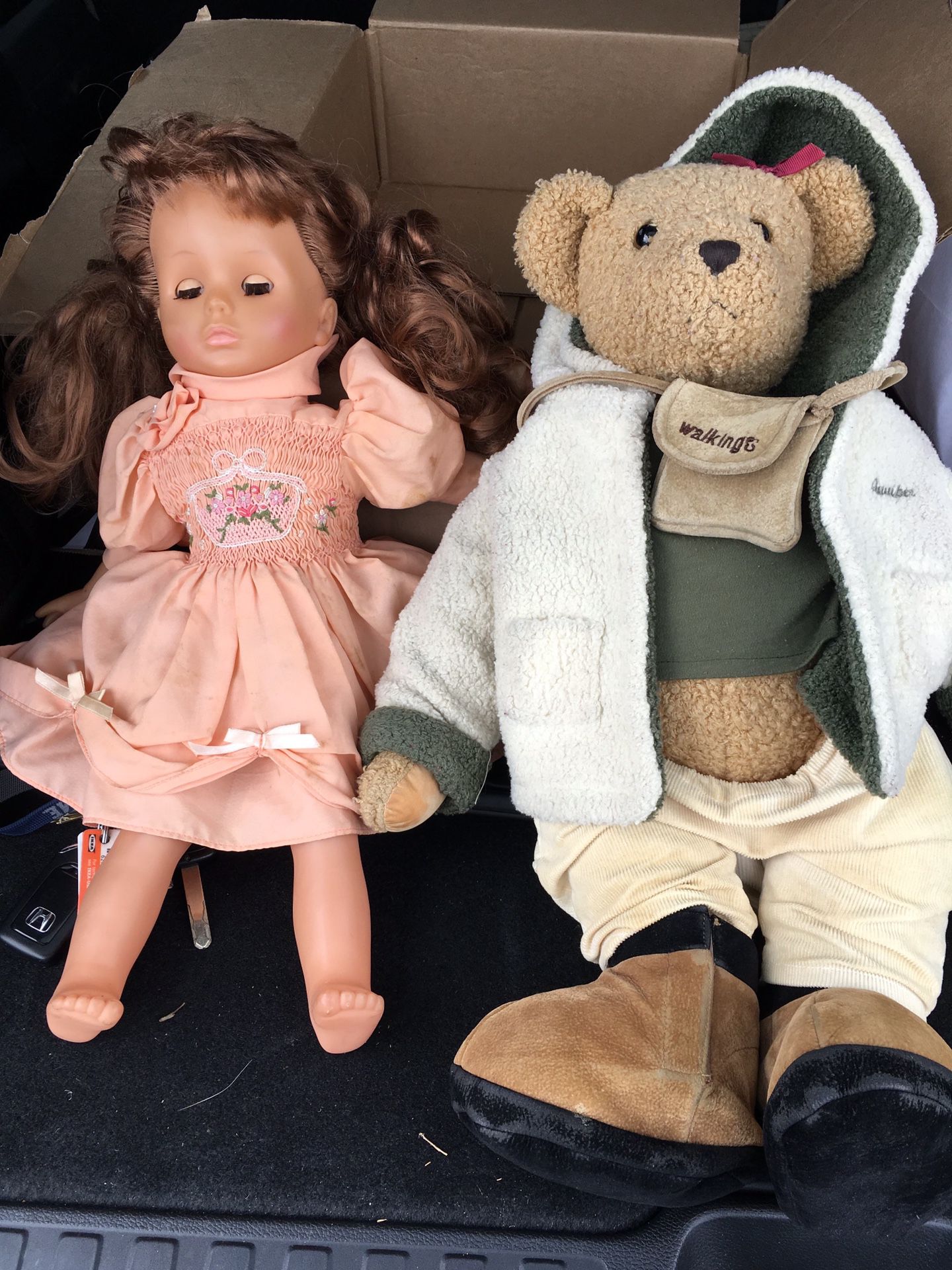 Doll and teddy bear