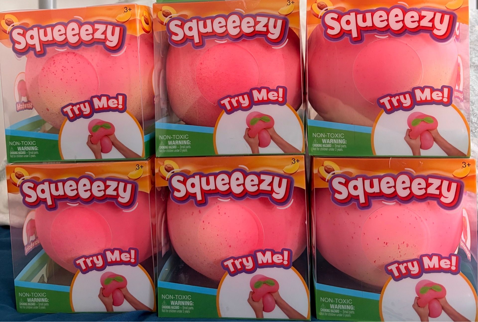 SQUEEZY JUMBO PINK PEACH NON TOXIC SQUISHY LOT OF 6