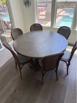 54” Round Dining Table + 6 Chairs