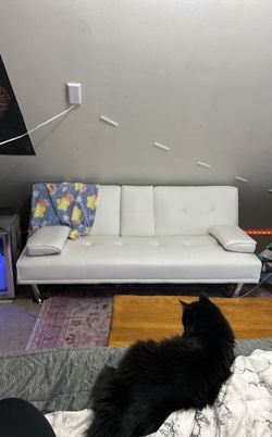 White Futon With Cup Holders