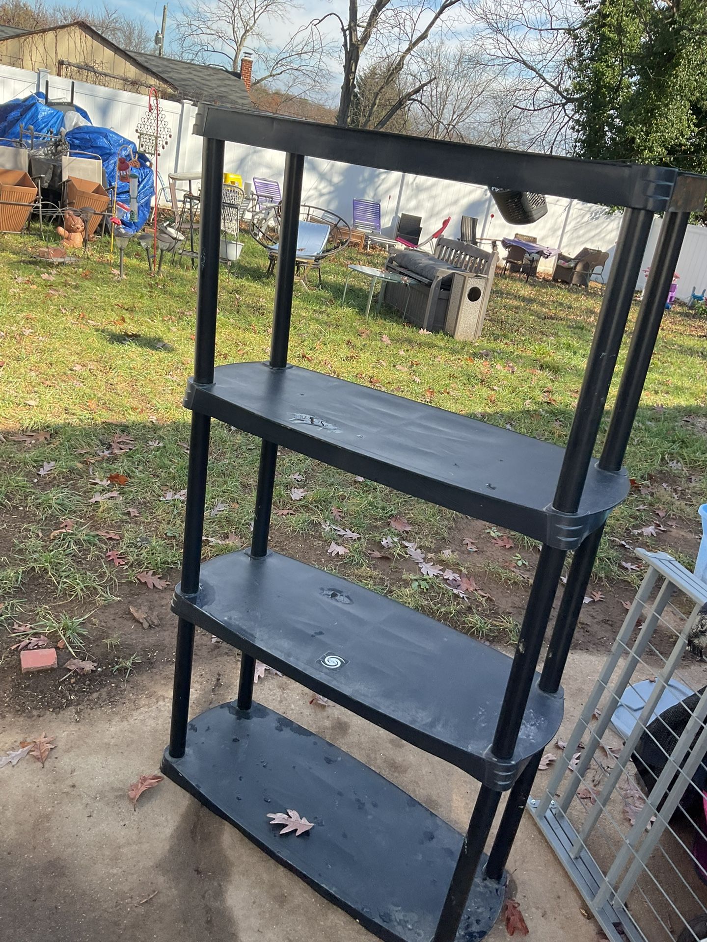 A Good Plastic, Black Shelf (58” Tall X 33” Long X 14” Wide) Good For The Kitchen, The Garage And More