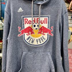 ADIDAS New York Red Bull MLS Climawarm Men's Pullover Hoodie Sweatshirt Sz XL