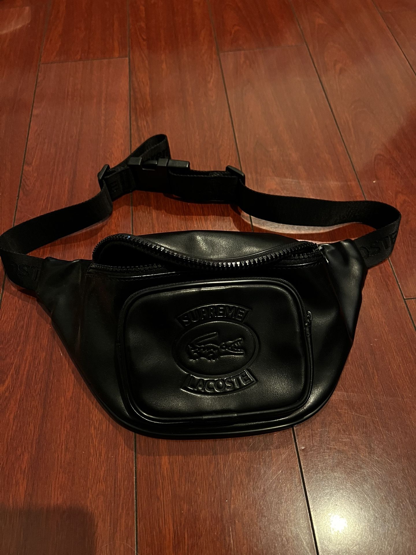 Supreme Lacoste Leather Waist Bag Black