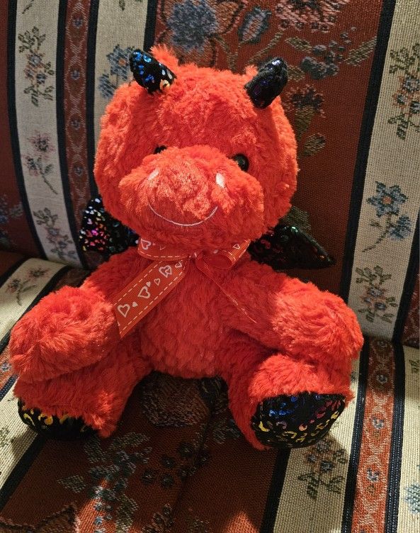VALENTINES DAY RED DRAGON  SHAGGY SOFT PLUSH  ANIMAL TOY 