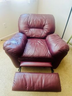 Burgundy Leather reclining sofa and armchair set