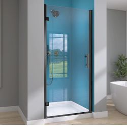 GETPRO Frameless Shower Door Pivot 34 in.W x 72 in.H Swing Single Small Shower Door with 1/4 in. 