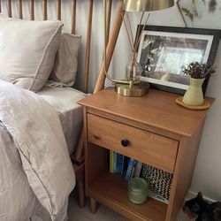 Walnut Bedroom Set (dresser, Sleigh Bed frame, Side Table)