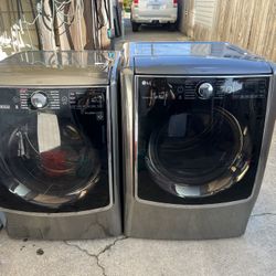 LG front load electric washer and dryer, 220 volts, XL capacity. Washer 5.2, dryer 9.5. Three-month warranty. Free delivery in the Oakland area. Outsi