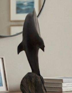 20.5” in. Mid Century, Vintage, Ironwood, Hand Crafted Dolphin Sculpture